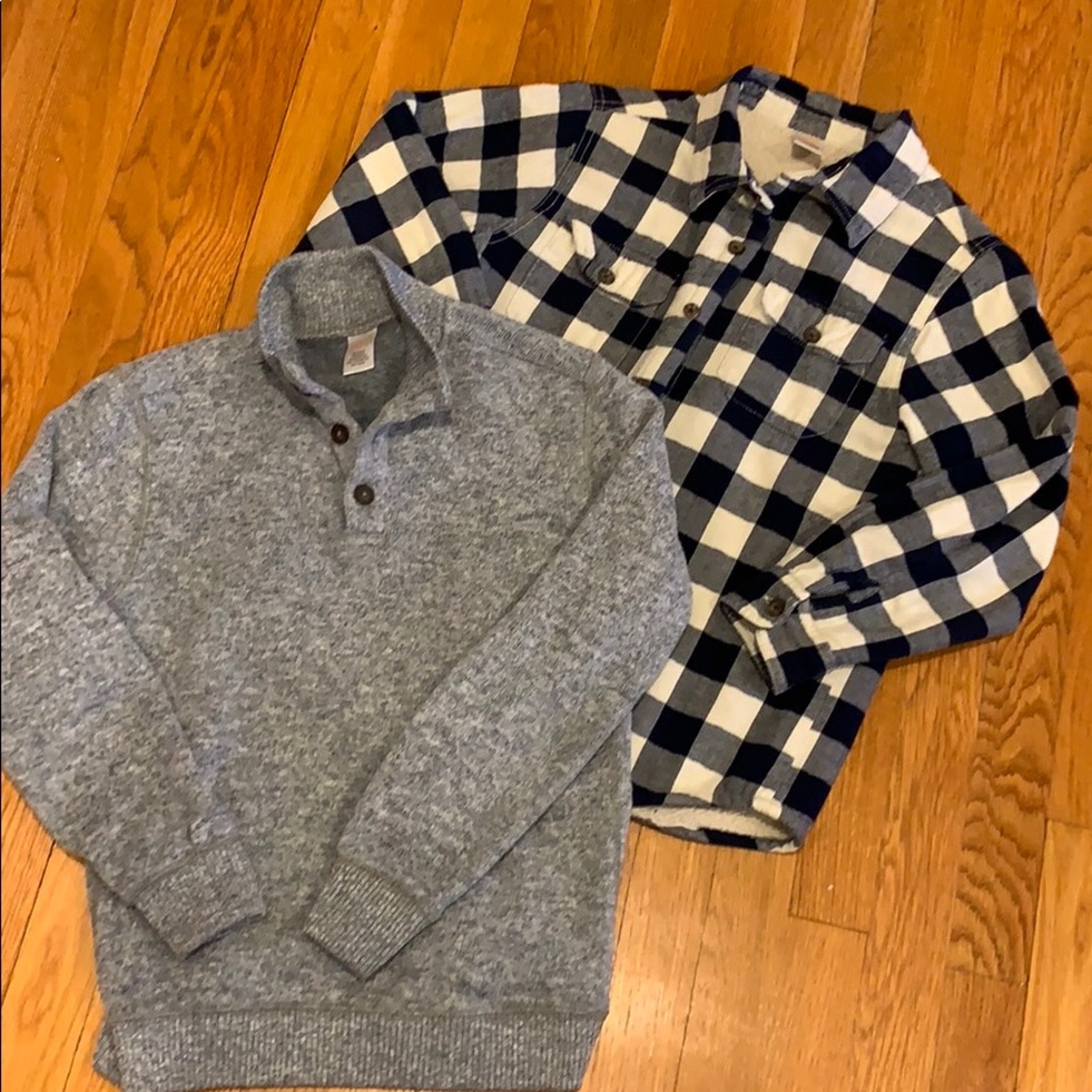 Lot 2 Boys Gymboree Flannel/Sweater size L 10-12